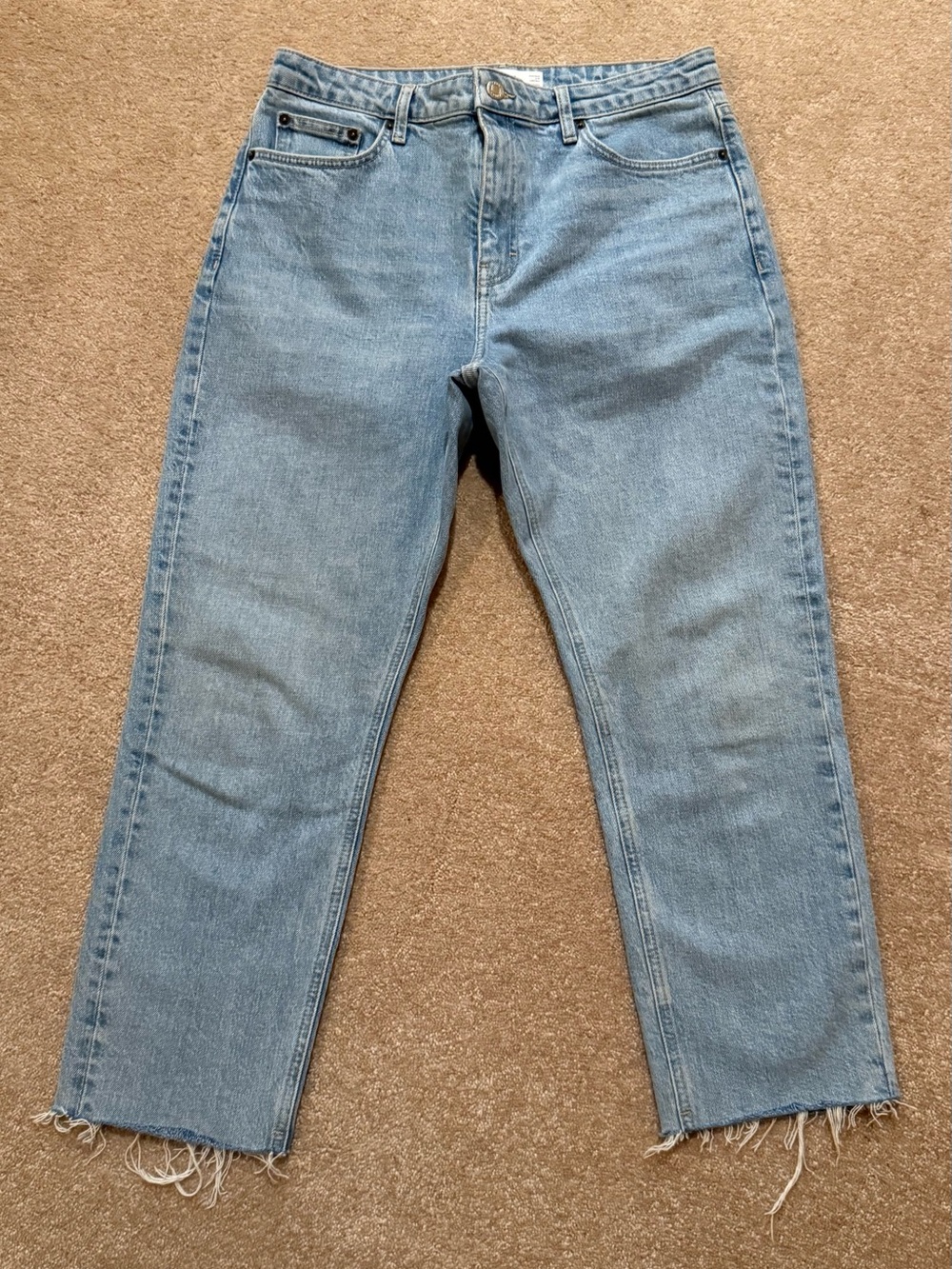 Topshop Keep Away From Fire Light Blue Ankle Crop Jeans